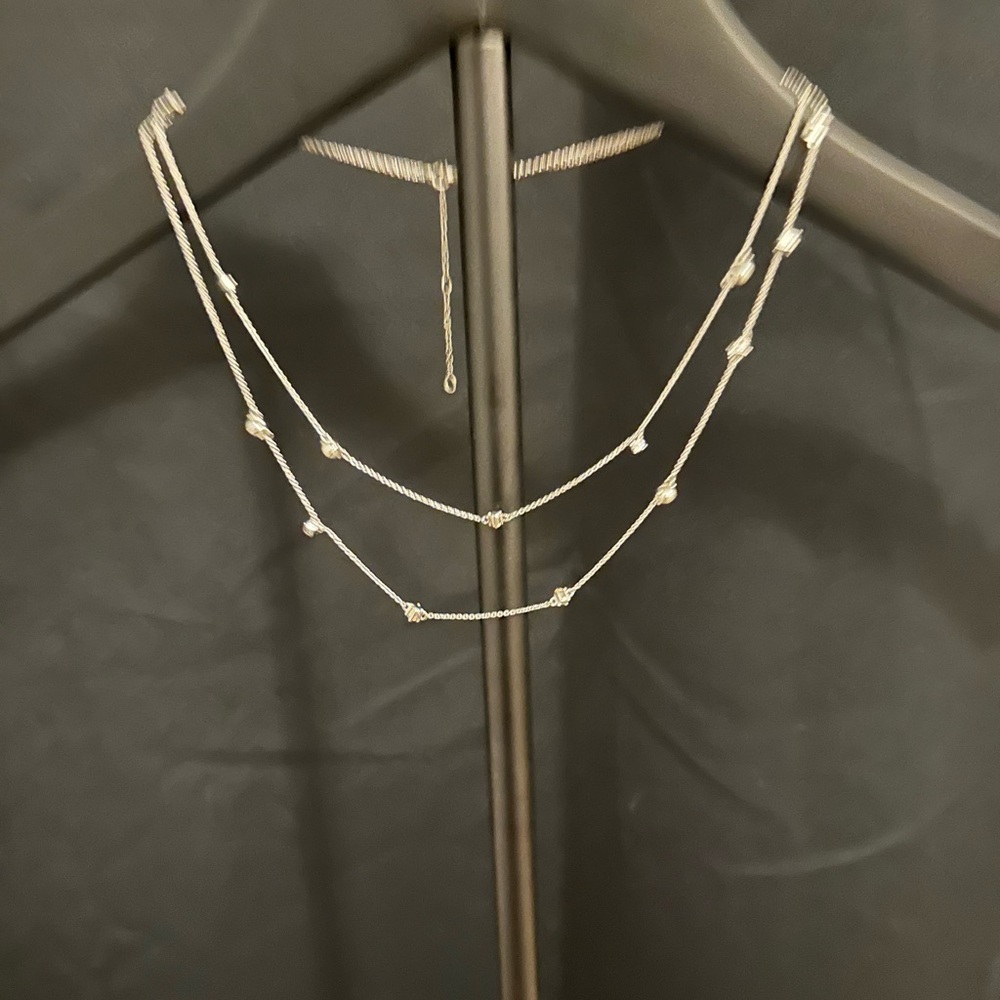 Silver Double Layer Necklace - Picture 4 of 5